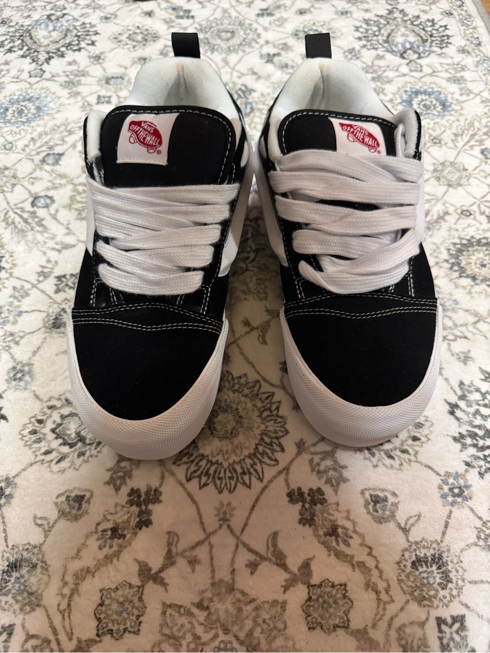 Vans Black and White Platform Low-Top Skate Sneakers